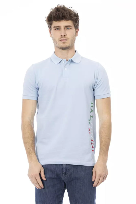 Polo de algodón azul claro para hombre