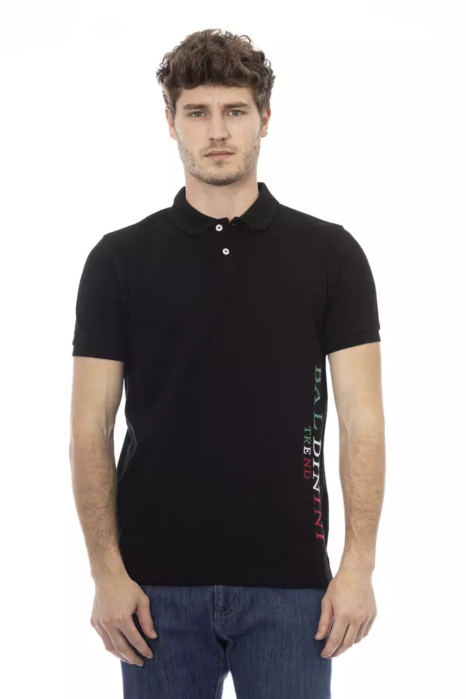 Black Cotton Men Polo