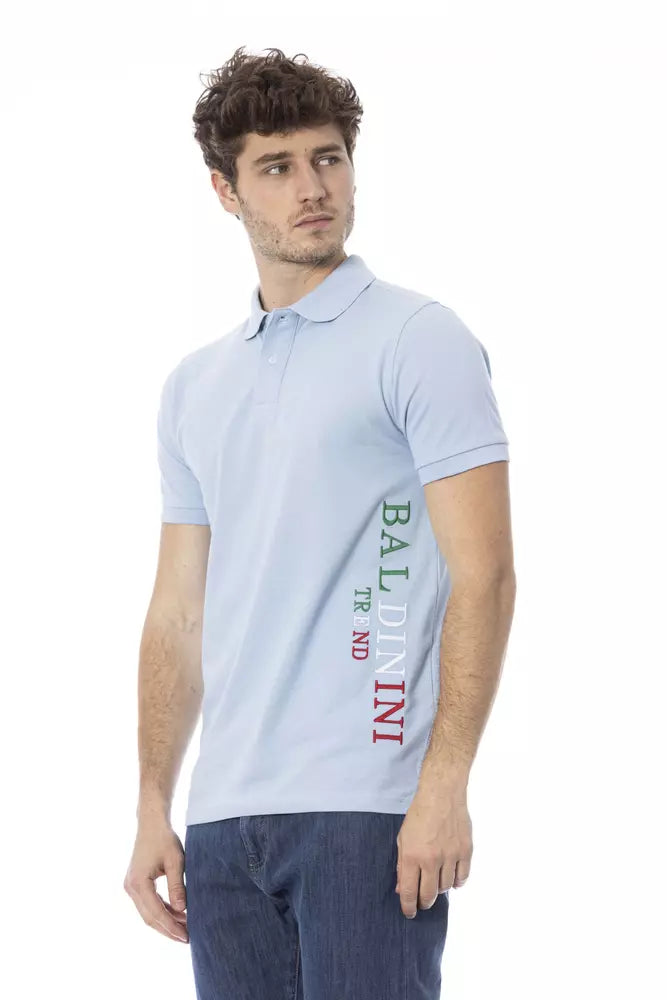 Polo de algodón azul claro para hombre