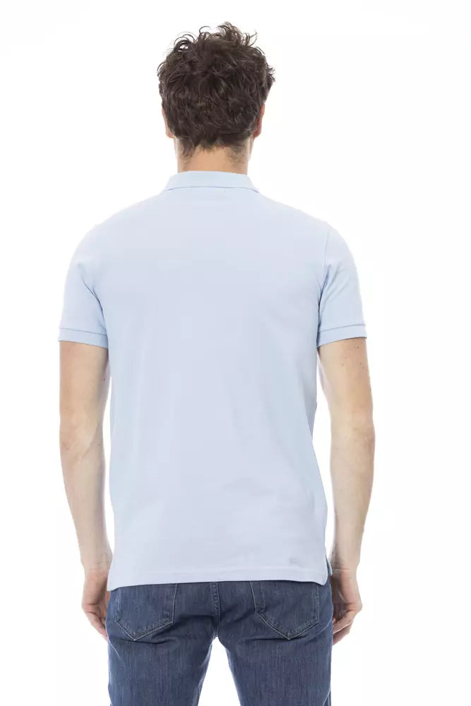 Polo de algodón azul claro para hombre