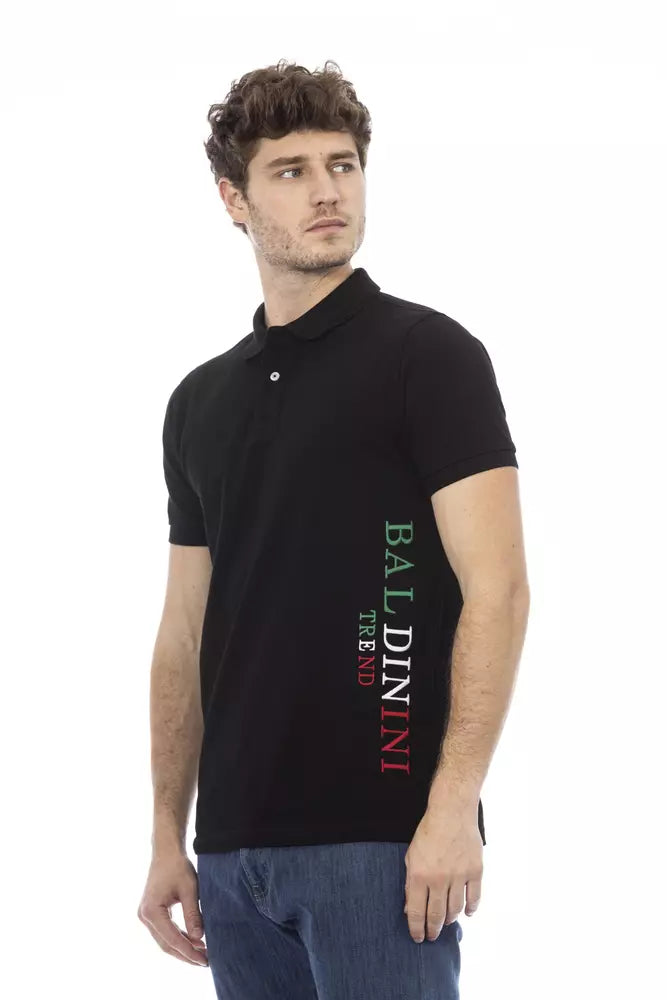 Black Cotton Men Polo