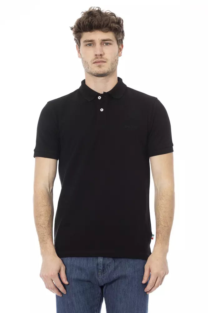 Polo negro de algodón para hombre