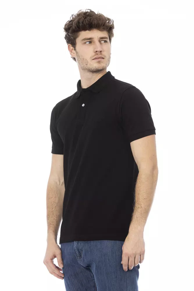 Polo negro de algodón para hombre