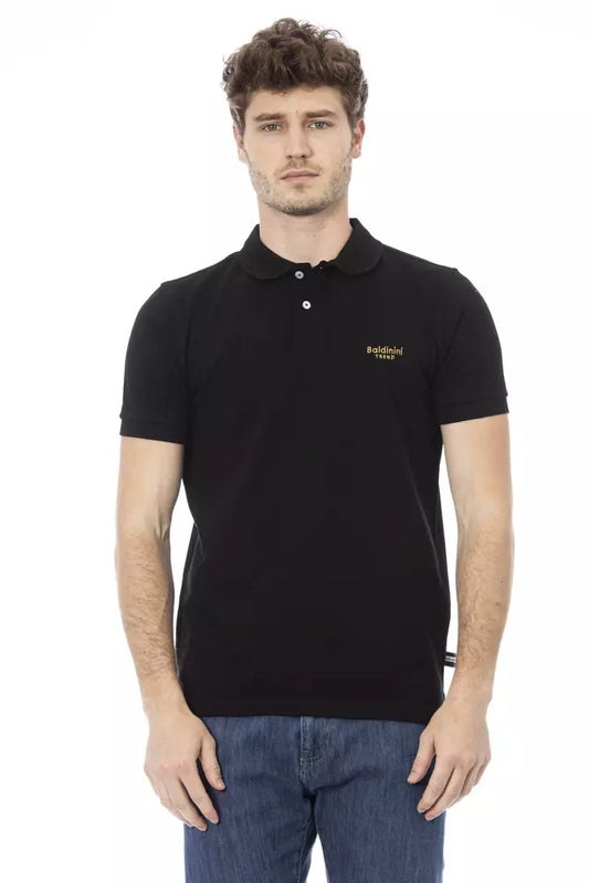 Polo negro de algodón para hombre