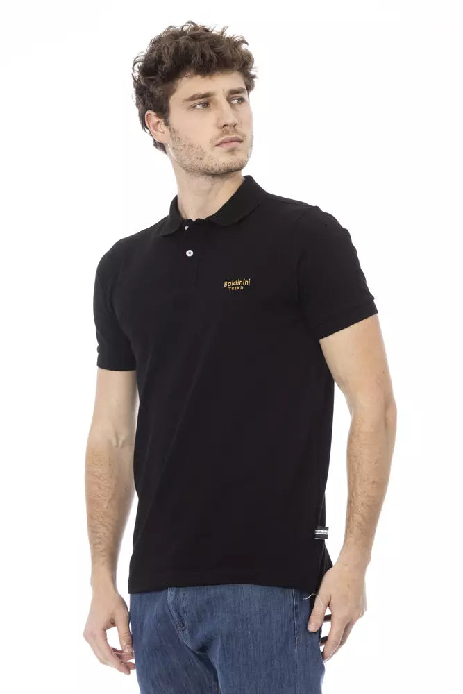 Polo negro de algodón para hombre