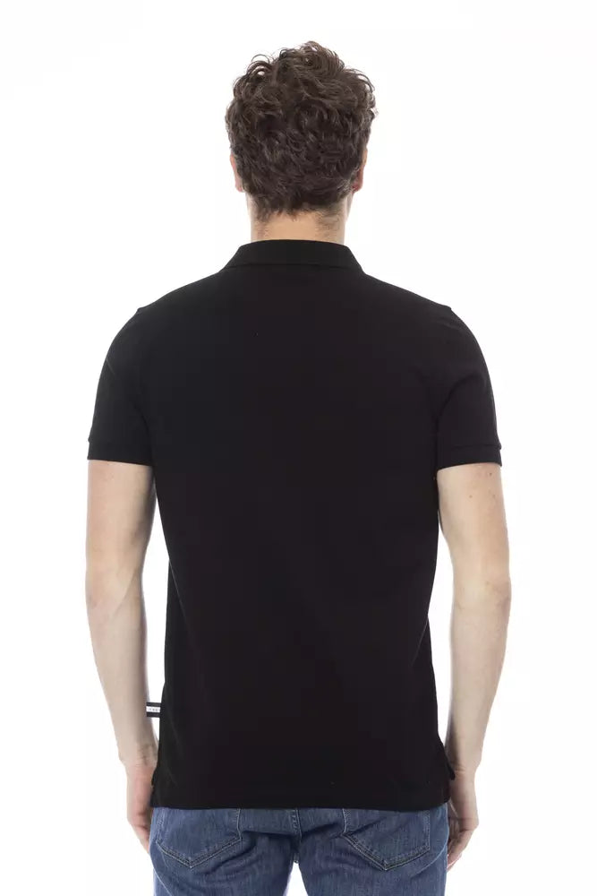 Polo negro de algodón para hombre