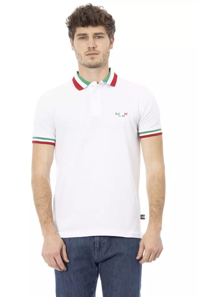 Polo blanco de algodón para hombre