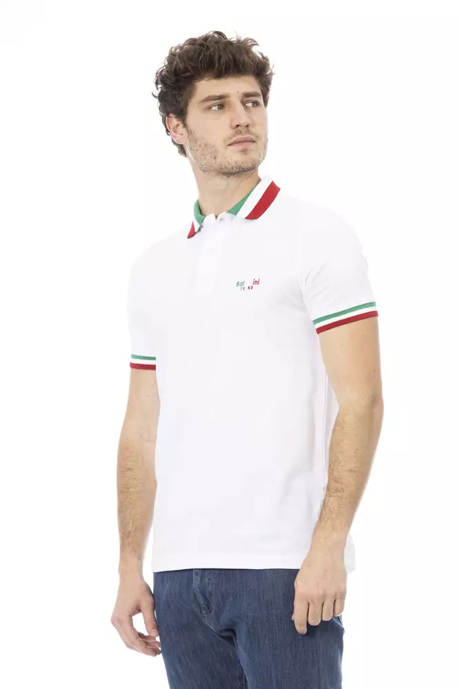 Polo blanco de algodón para hombre