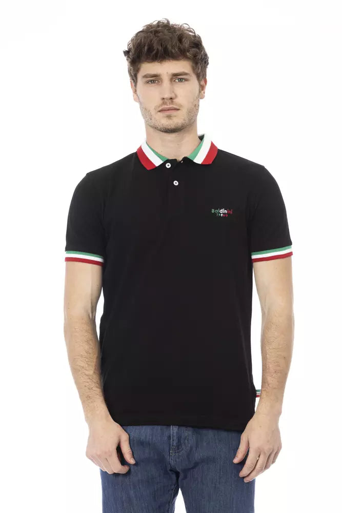 Polo negro de algodón para hombre