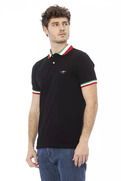 Polo negro de algodón para hombre