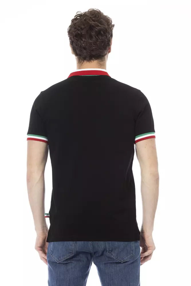 Polo negro de algodón para hombre