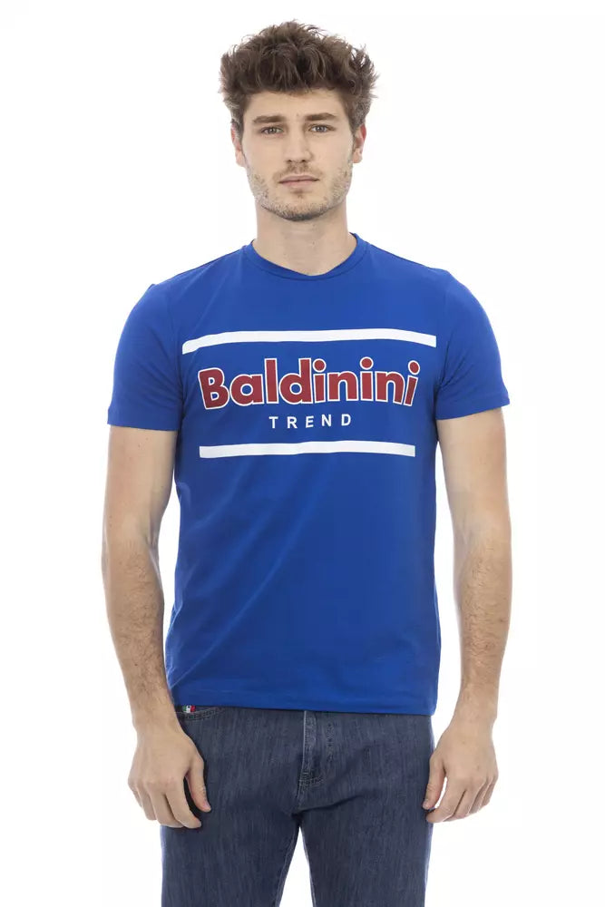 Camiseta de algodón azul para hombre