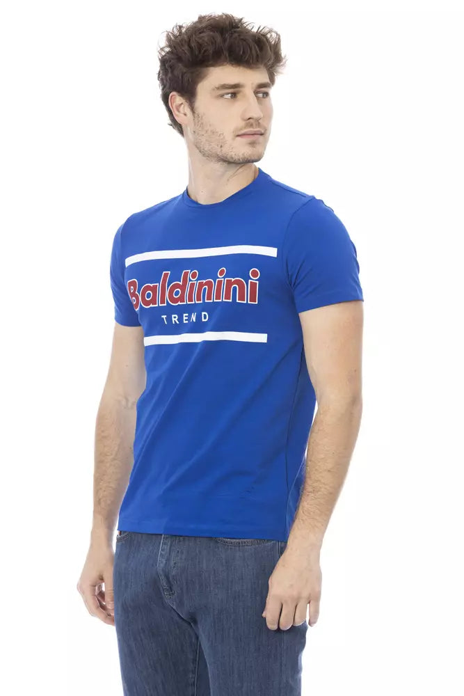 Camiseta de algodón azul para hombre