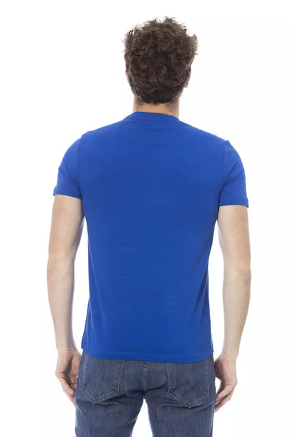 Camiseta de algodón azul para hombre