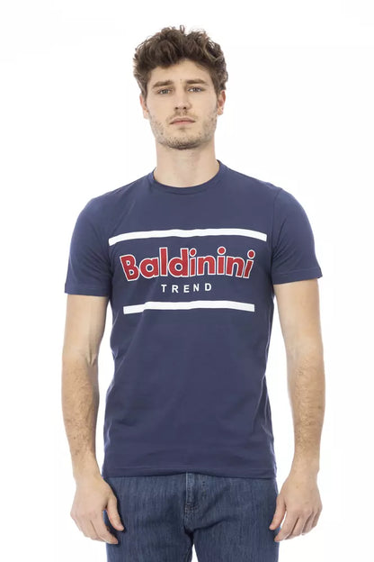 Camiseta azul de algodón para hombre