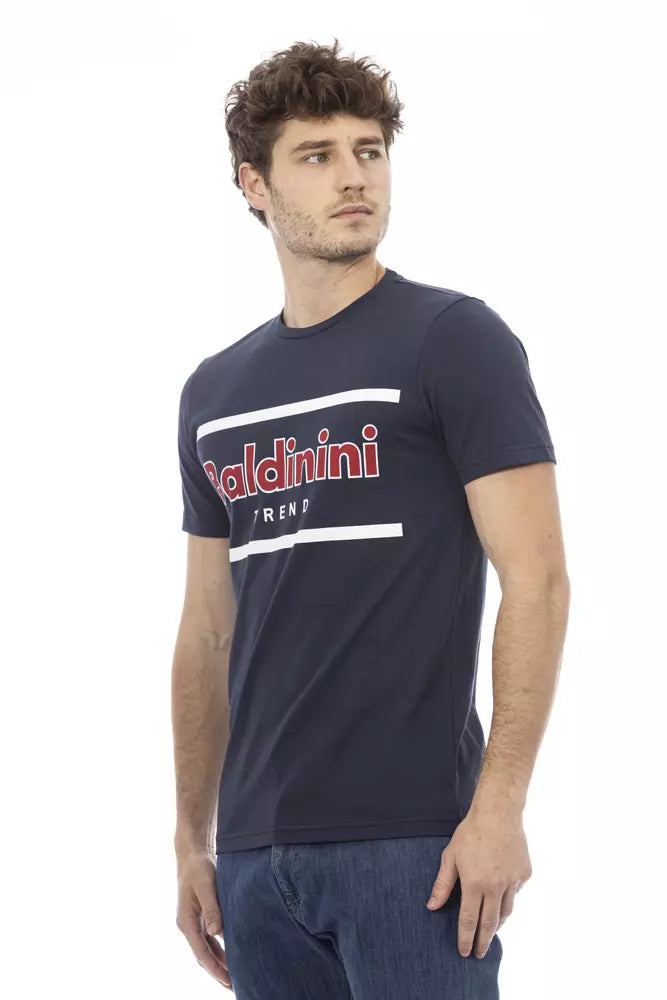 Camiseta de algodón azul para hombre