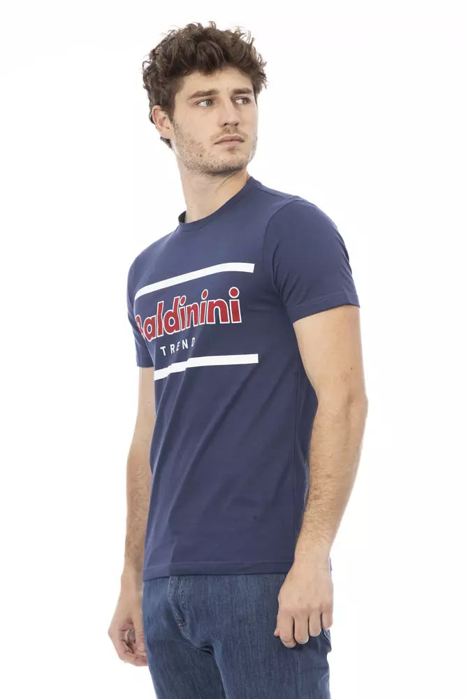 Camiseta azul de algodón para hombre