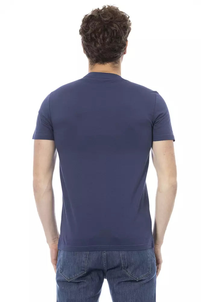 Camiseta azul de algodón para hombre