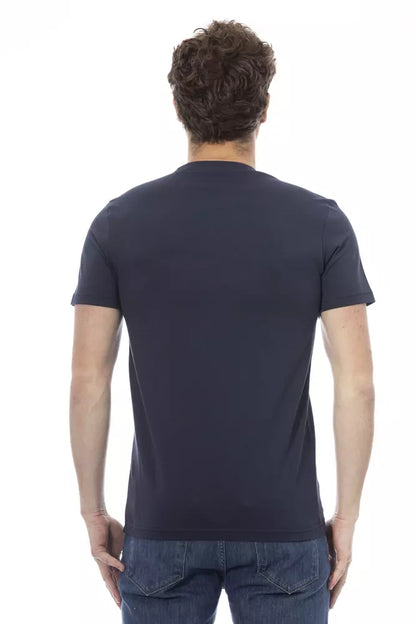 Camiseta de algodón azul para hombre