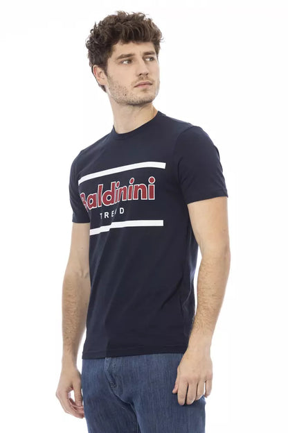 Camiseta de algodón azul para hombre