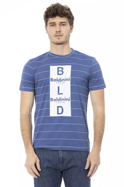 Camiseta de algodón azul para hombre