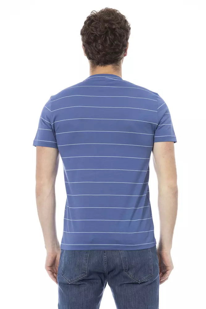 Camiseta de algodón azul para hombre