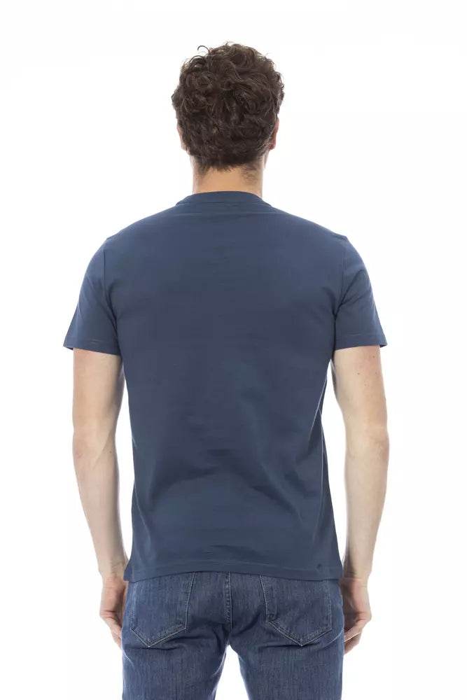 Camiseta de algodón azul para hombre