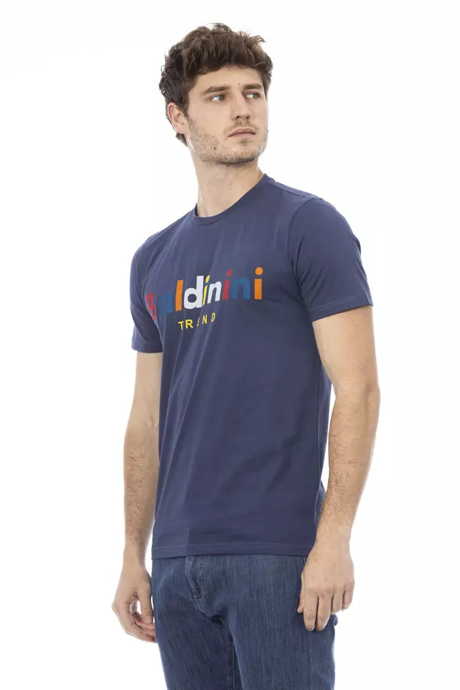 Camiseta de algodón azul para hombre