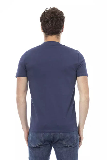 Camiseta de algodón azul para hombre