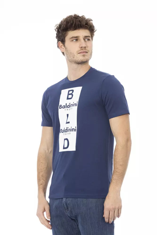 Camiseta de algodón azul para hombre