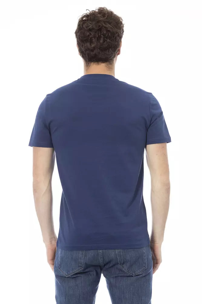 Camiseta de algodón azul para hombre