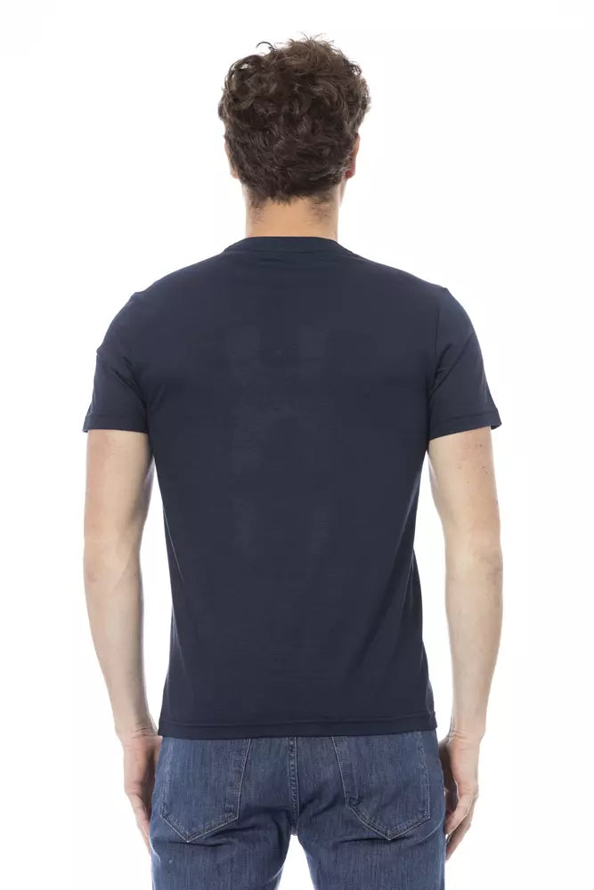 Camiseta azul de algodón para hombre