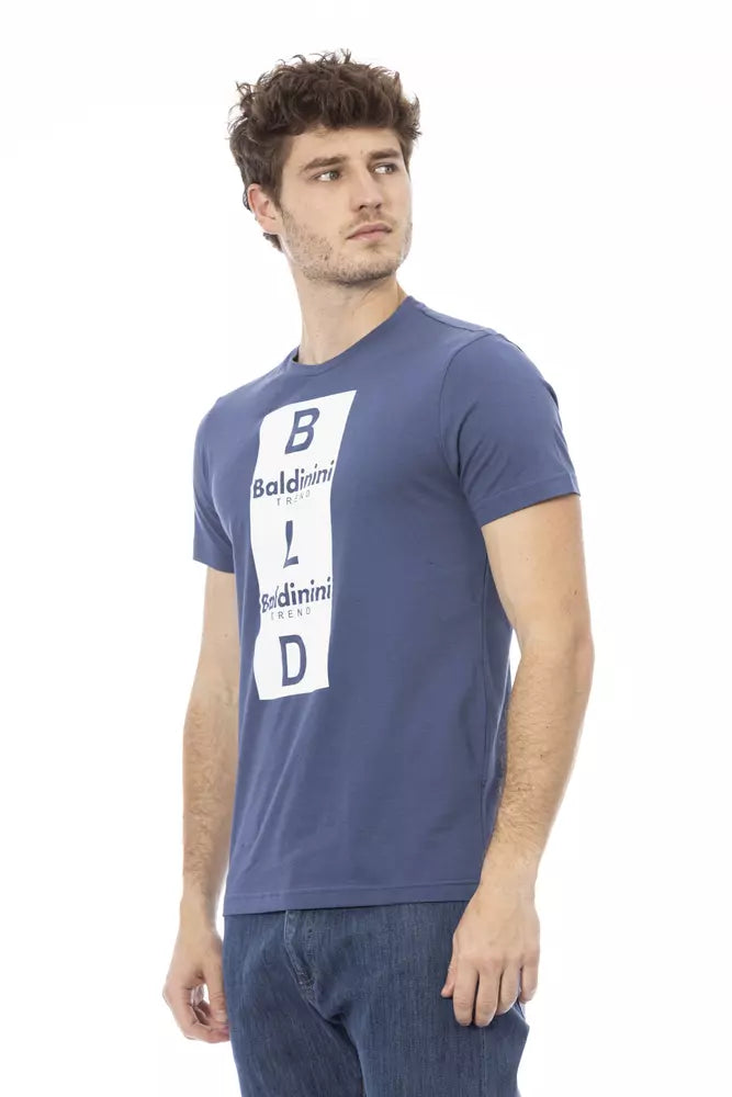 Blue Cotton Men T-Shirt