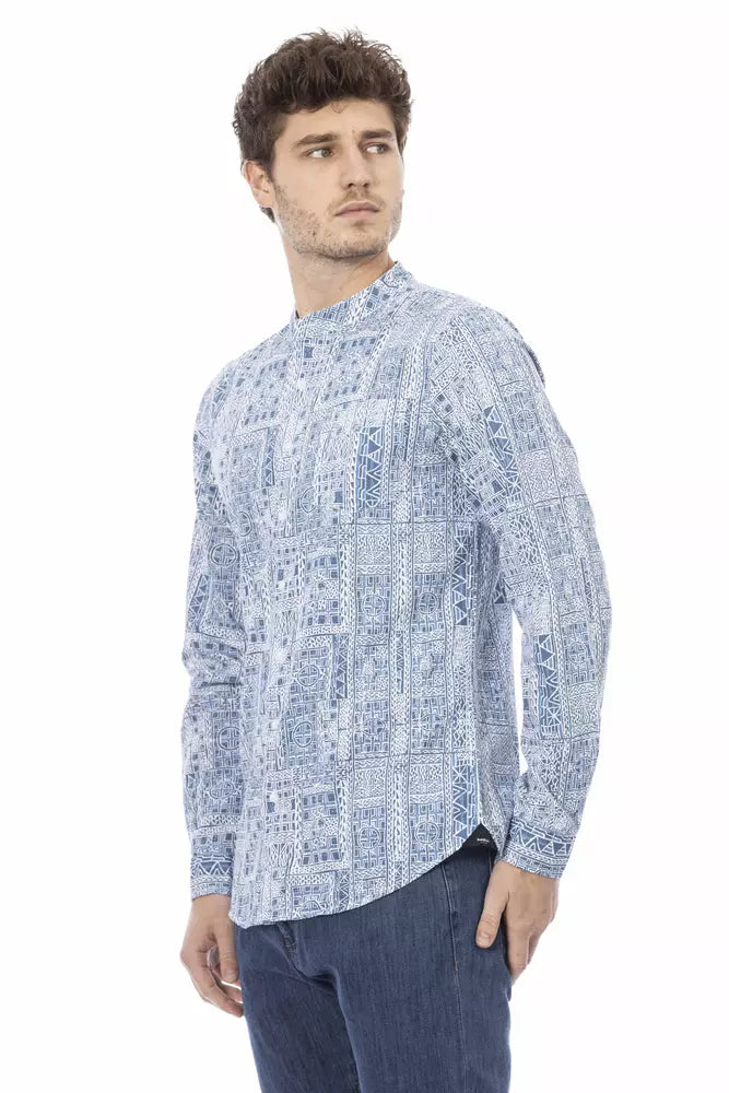 "Camisa de algodón azul claro para hombre"