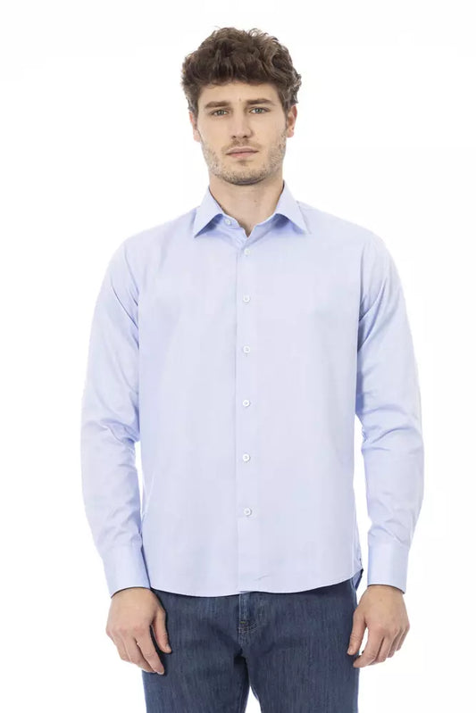 Camisa de algodón azul claro para hombre