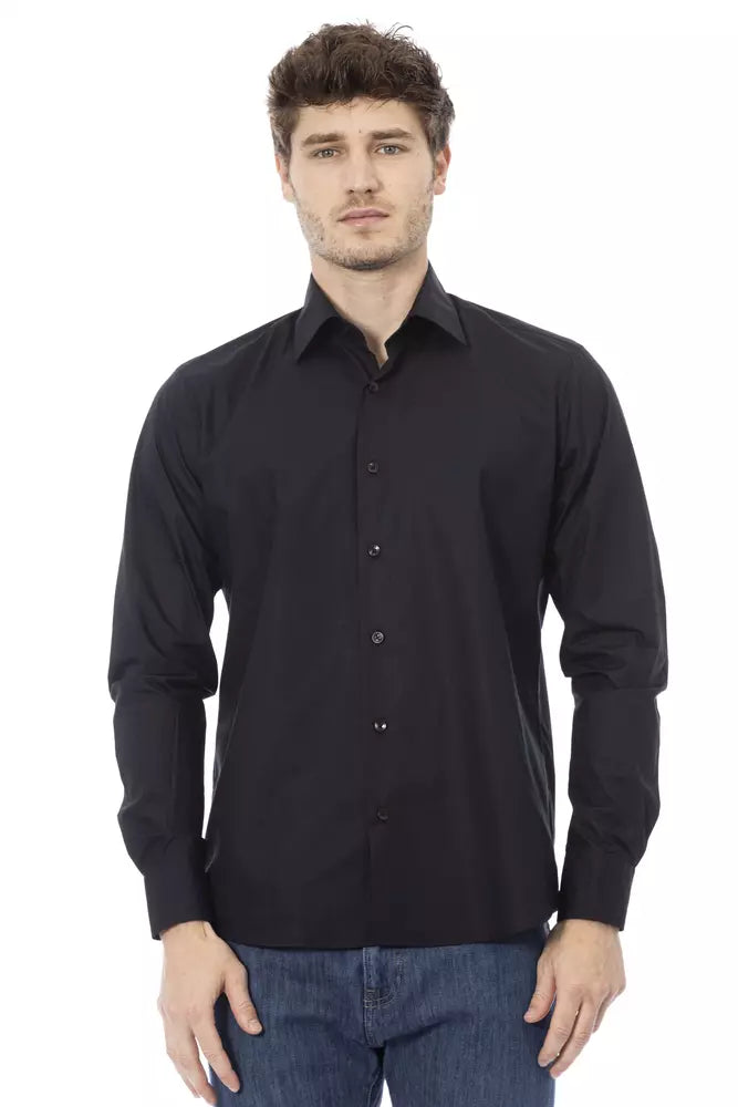 Camisa de algodón negra para hombre