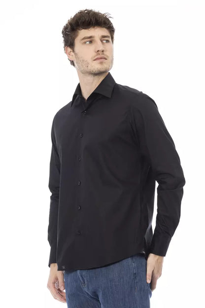 Camisa de algodón negra para hombre