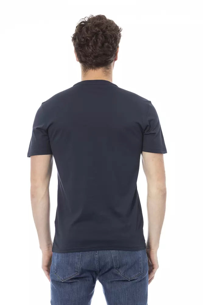 Camiseta azul de algodón para hombre