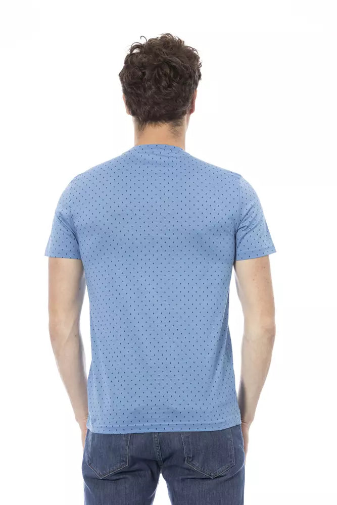 "Light Blue Cotton Men T-Shirt"