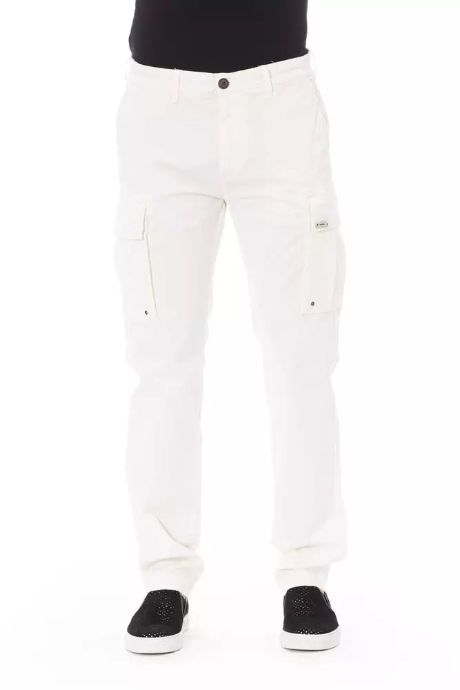 White Cotton Men's Cargo Trouser