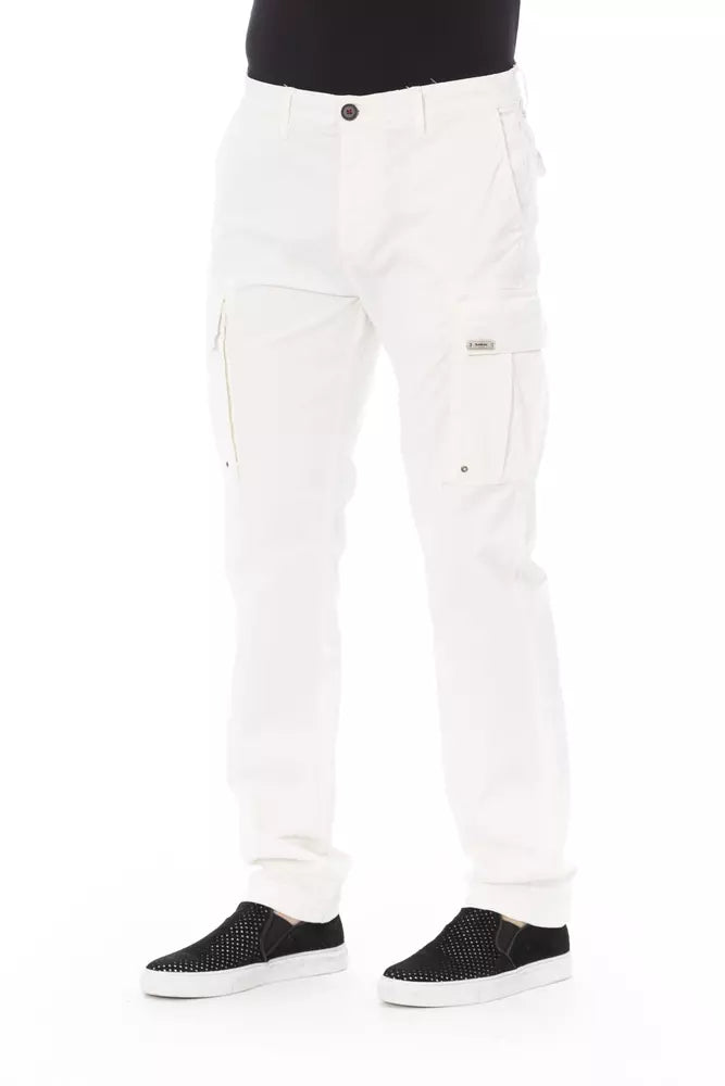 White Cotton Men's Cargo Trouser