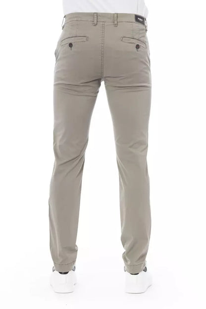 Beige Cotton Men Chino