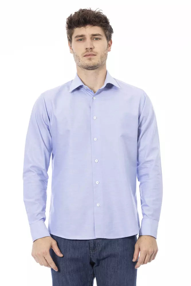 Camisa de algodón azul claro para hombre