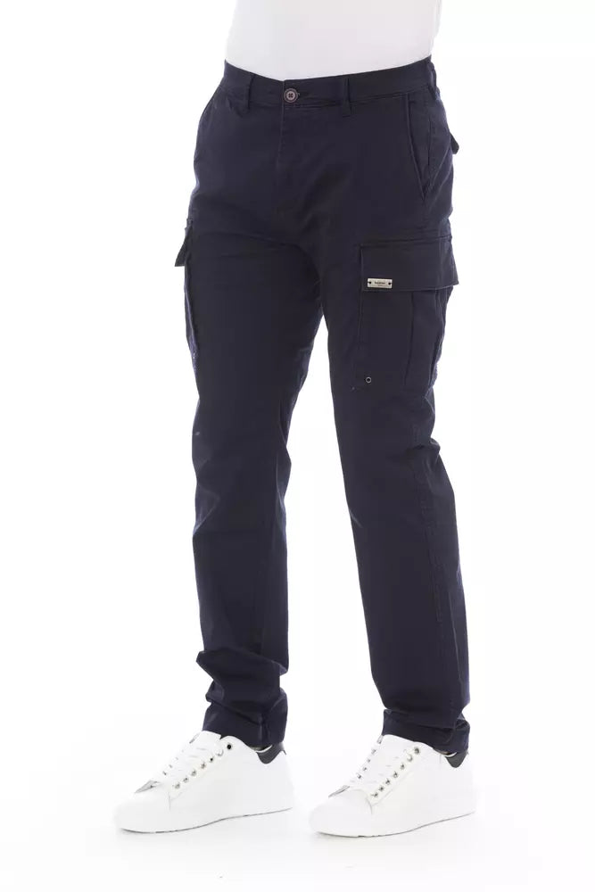 Pantalón cargo de algodón azul para hombre