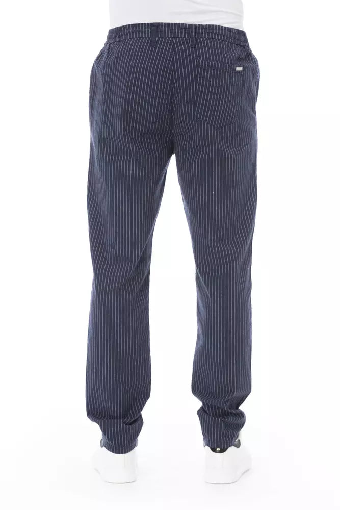 Blue Cotton Men Pant