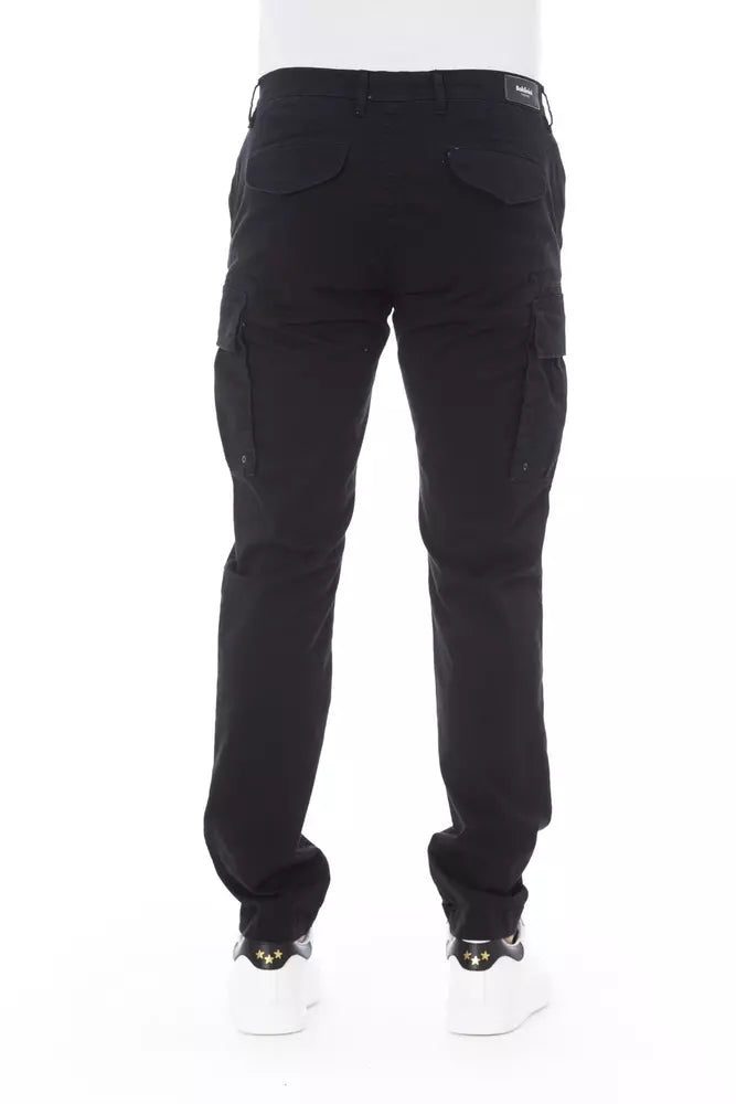 Black Cotton Men Cargo Trouser