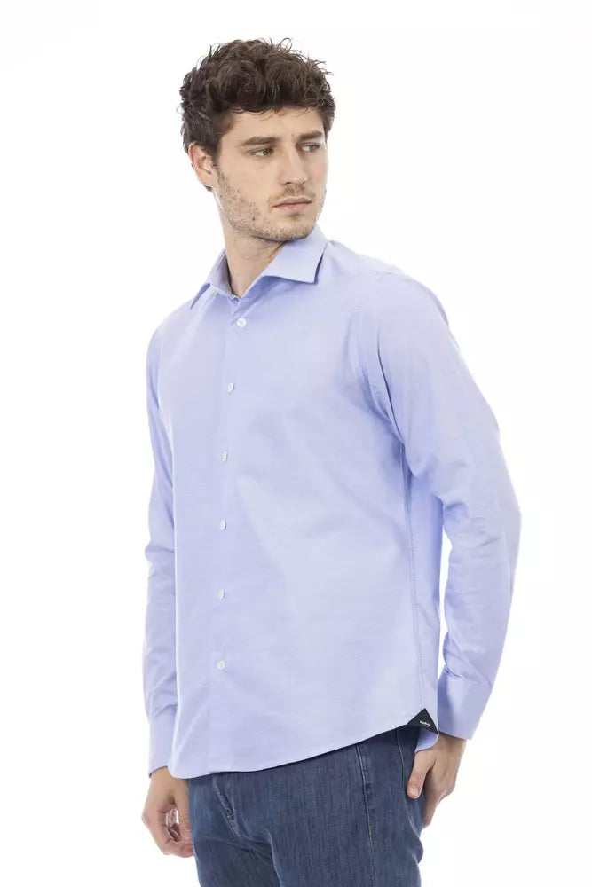 Camisa de algodón azul claro para hombre