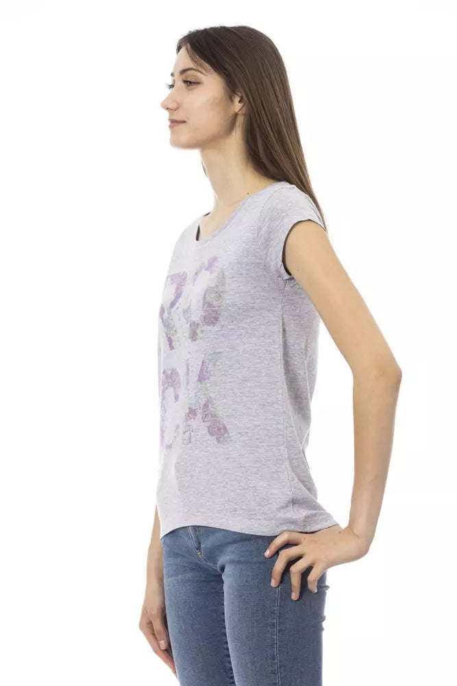 Top de algodón gris para mujer