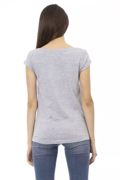 Top de algodón gris para mujer