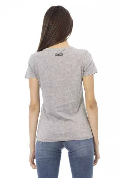 "Camiseta de algodón gris para mujer"